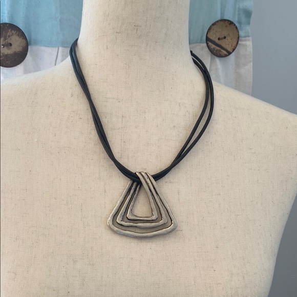 Chico's Black and Silver Geometric Necklace - Picture 2 of 2